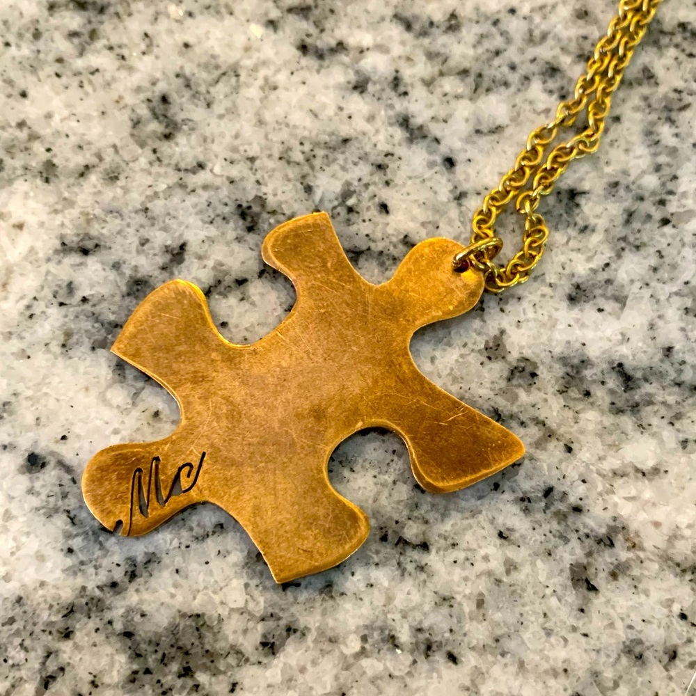 Puzzle Piece 🧩 Necklace w/ Cutout Inscription